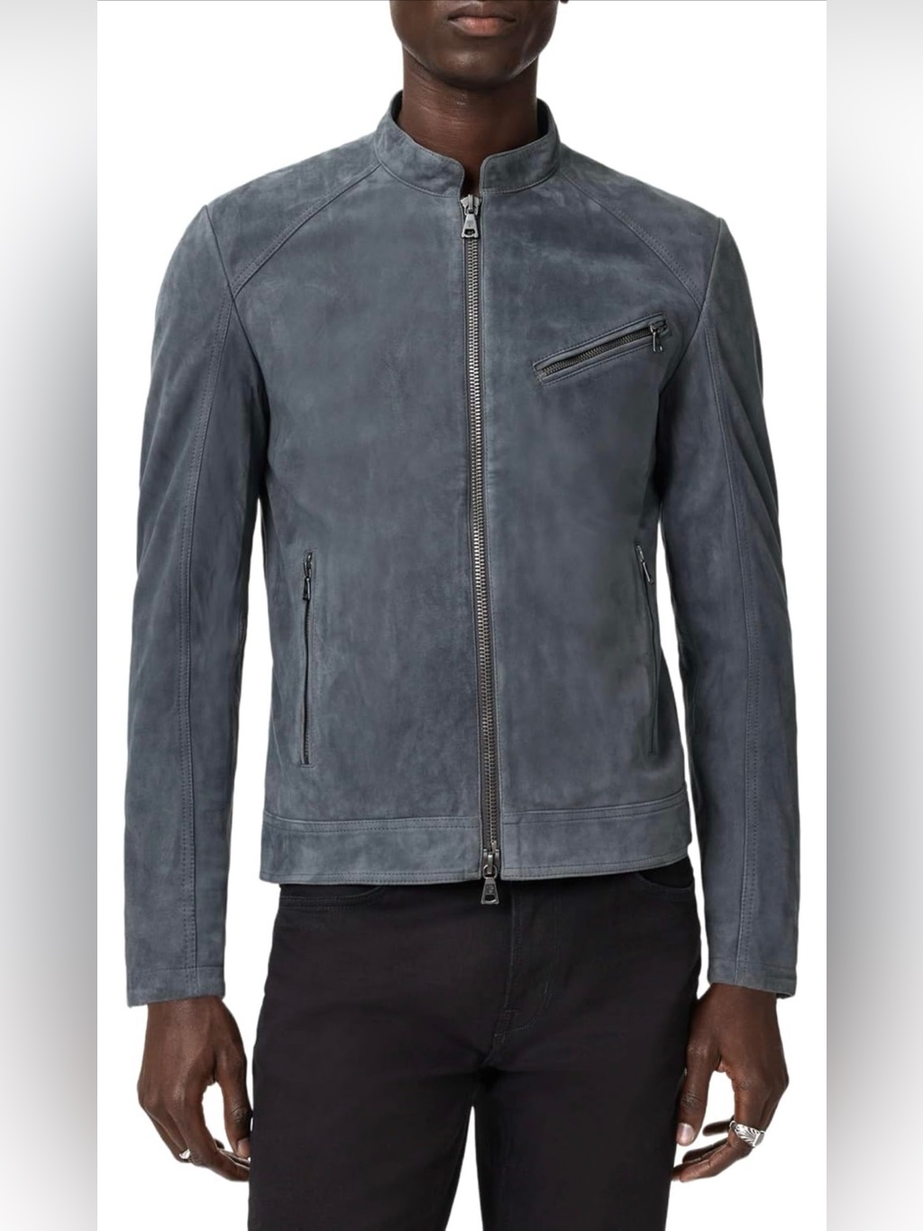 John Varvatos Collection Distressed Suede Biker Leather Jacket Size Eu 48 Usa 38